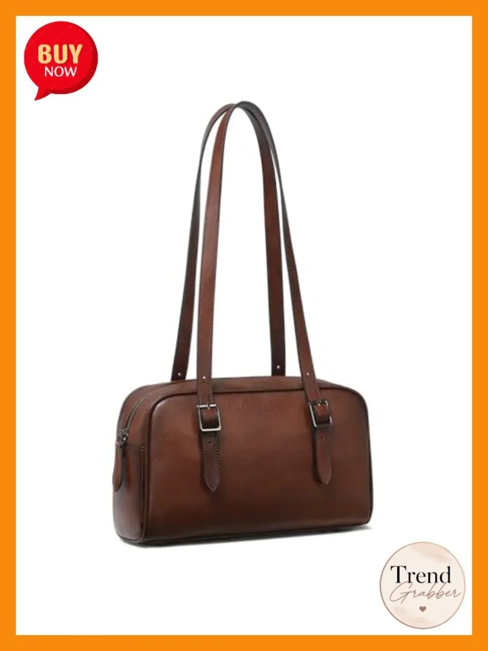 Genuine Full-Grain Leather Tote Bag with Adjustable Straps